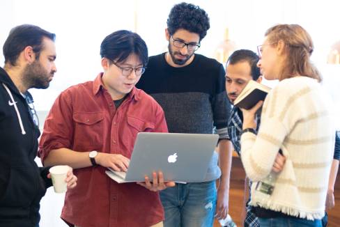 A group of students working together
